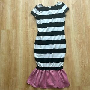 Horizontal Striped Dress w/Ruffles